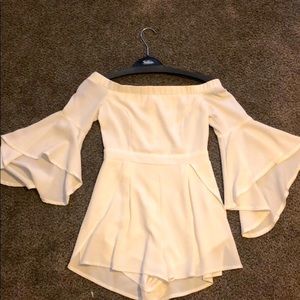 White Fox Boutique Off the Shoulder White Romper